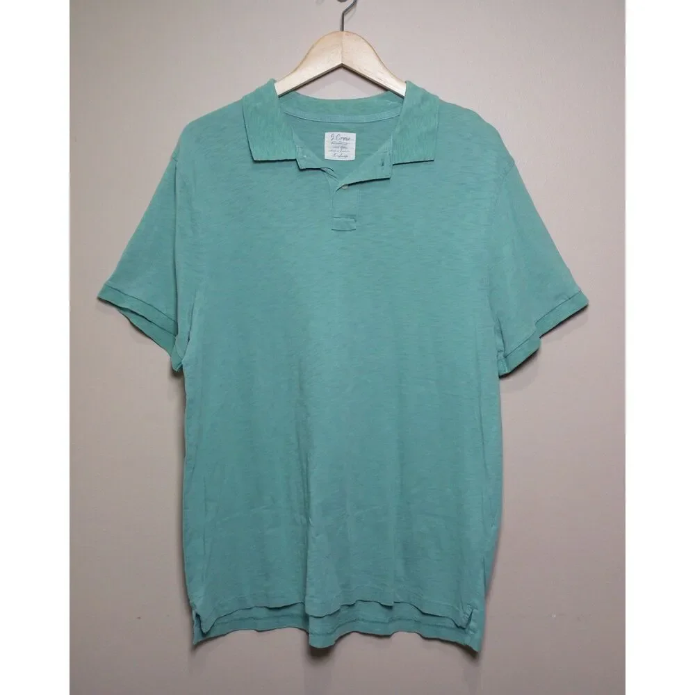 J.Crew Aqua 100% Slub Cotton Polo Shirt XL Men's Coastal Preppy Casual Summer